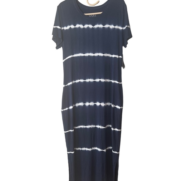 2 MNY Marc New York Midnight & Black Tie Dye Short Sleeve Midi Dress NEW - Picture 8 of 16